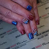 Square blue and red glitter