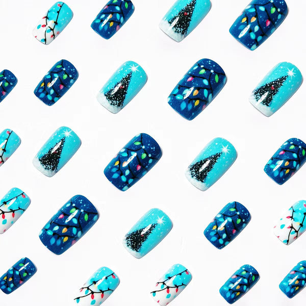 12 Sizes-24 Pcs Press On Nails Sky blue w-322