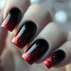 Red glitter ombre manicure