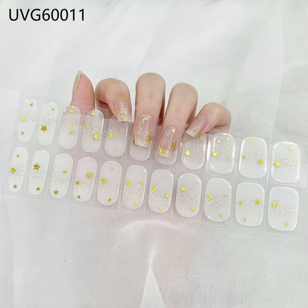 UV gel nail sticker semi-cured