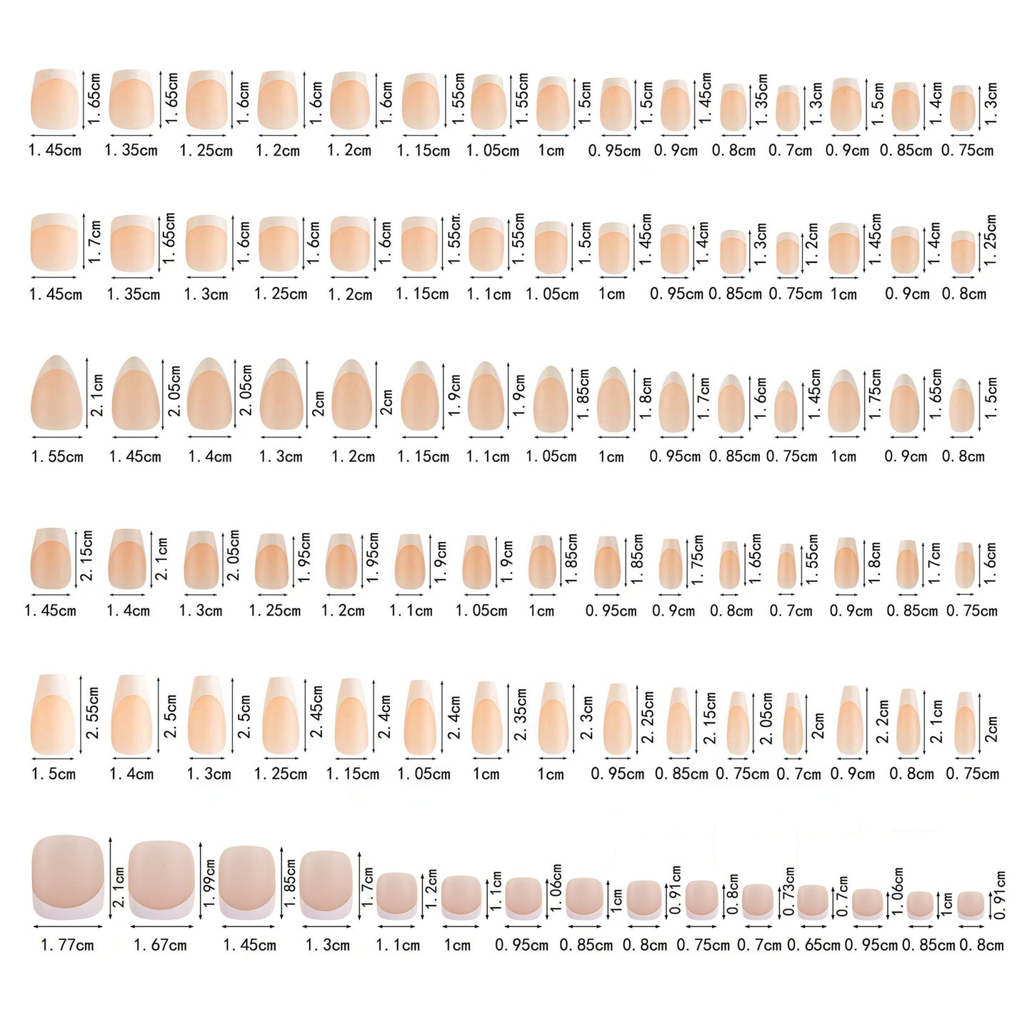 150 pieces seamless matte French fake nail