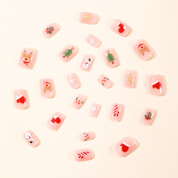 Naked pink Christmas tree snowman gingerbread man