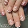 Light purple Christmas snowflake glitter manicure