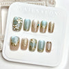 30 pieces of blue glass beads cat's eye