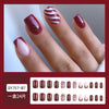 Red and white plaid fake nails