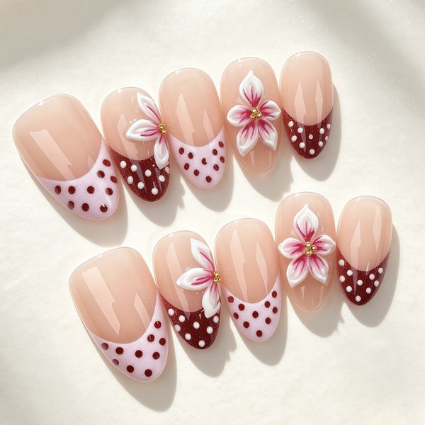 30 pcs 3D Steel Ball Peach Blossom Polka Dot