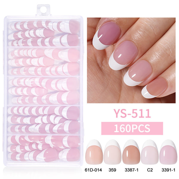 Five-color rectangular almond manicure 150 pieces