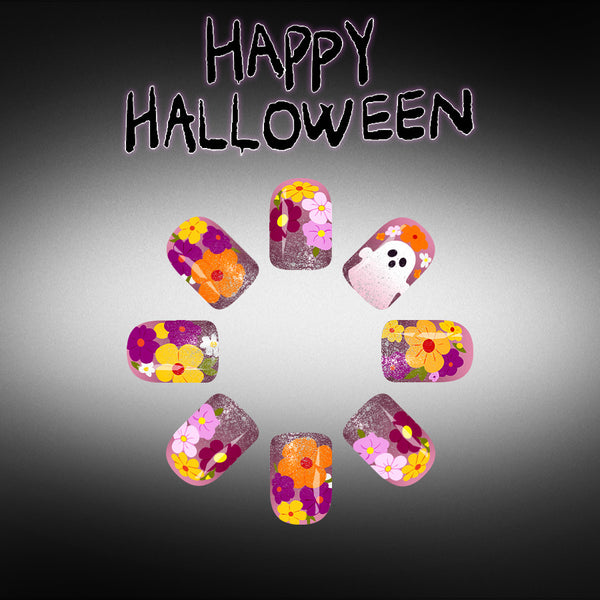 Colorful flowers cute ghost