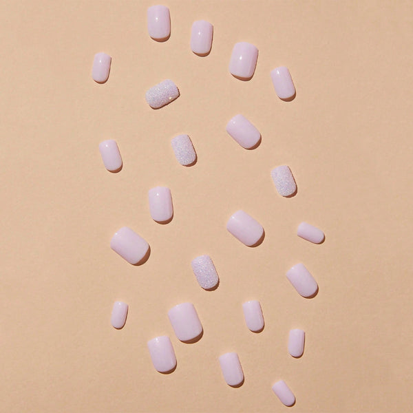 Short cube ice translucent glitter ins manicure