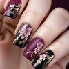 Cherry Blossom Metal Branches Crimson Painted Nail Art