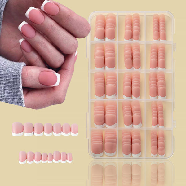 150 pieces seamless matte French fake nail