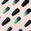12 Sizes-24 Pcs Press On Nails Green