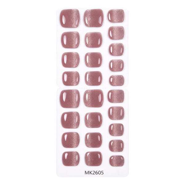 26 finger solid color cat eye no-bake manicure sticker