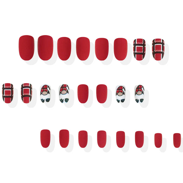 Red short oval check Santa Claus