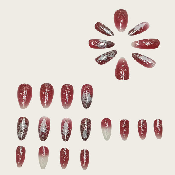 24pcs-set-press-on-nails christmas tree snowflake