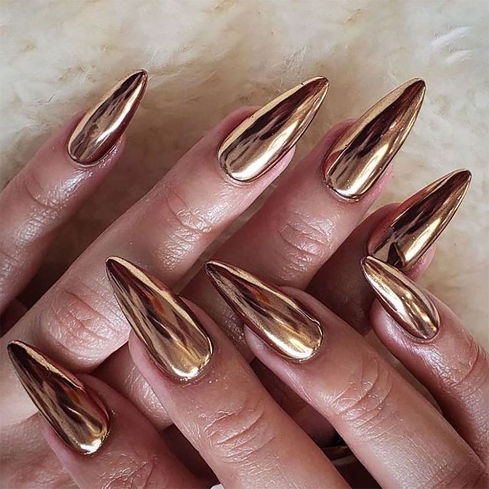 Wearing armor electroplated fake nails antique copper colored wearable