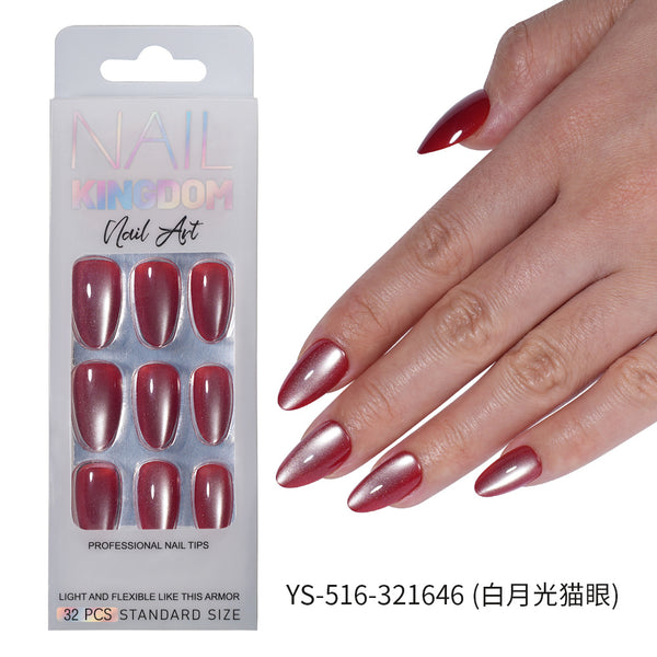 32 Pcs Aurora fine flash short almond manicure