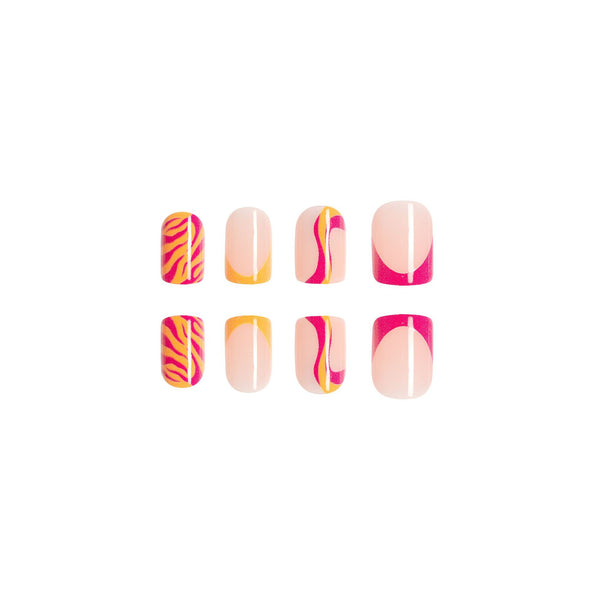 Orange Hill Pattern Nail Enhancement