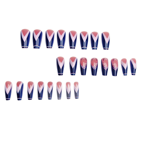 Blue and white contrasting color V shape