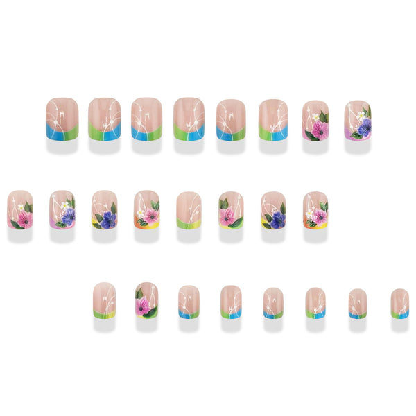 24 pieces short square flower nail patch