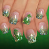 Ombre green glitter French