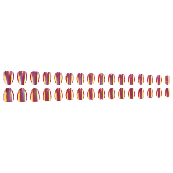 Ongles Aurore Œil de Chat Rouge et Bleu 32 Pièces