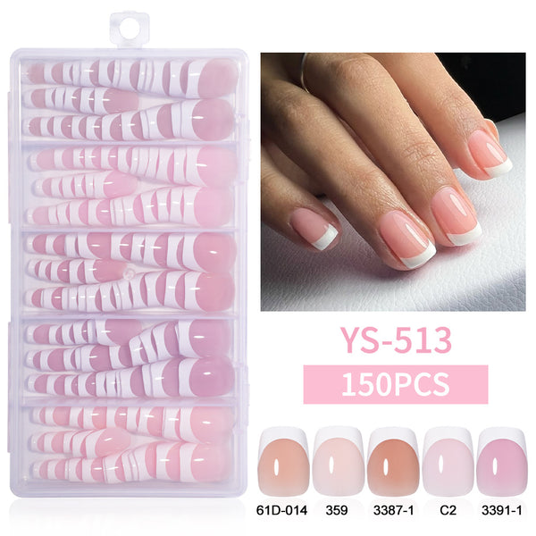 Five-color rectangular almond manicure 150 pieces