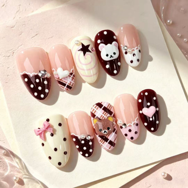 3D Easy Bear Plaid Polka Dots