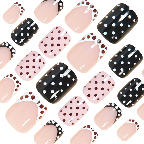 Polka dot white manicure