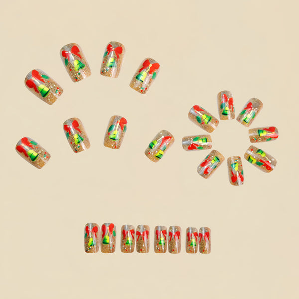 Square Christmas series fake nails