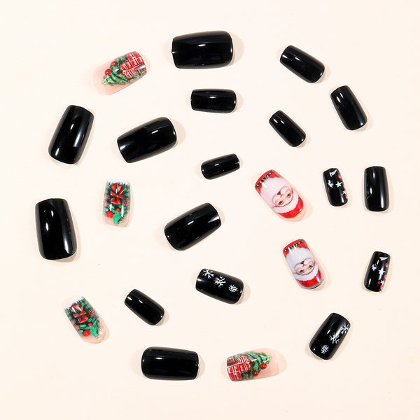Black manicure Santa Claus
