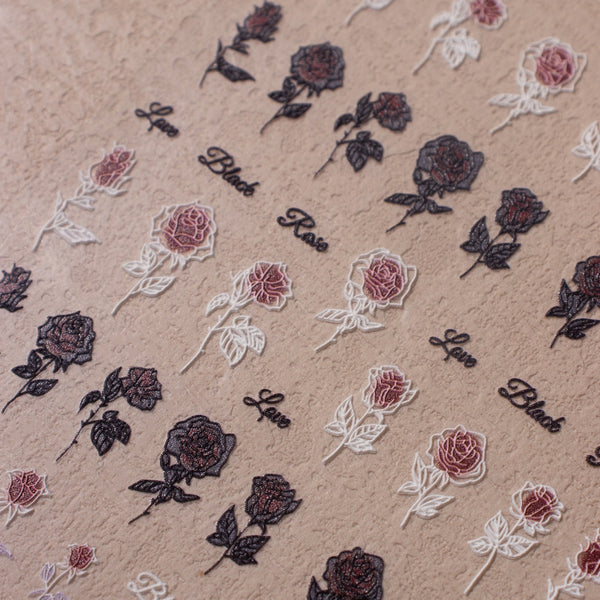 Blood stained rose relief nail patch