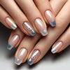 Pearlescent glitter glossy fake nails