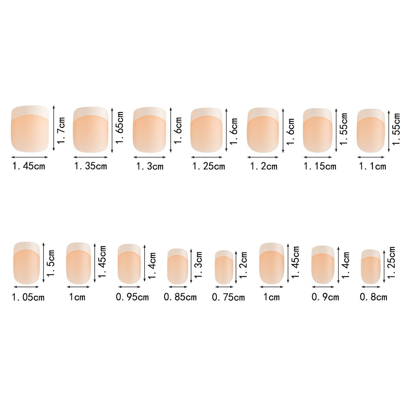 150 pieces seamless matte French fake nail