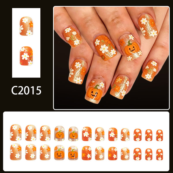 Orange glitter flowers cute pumpkin