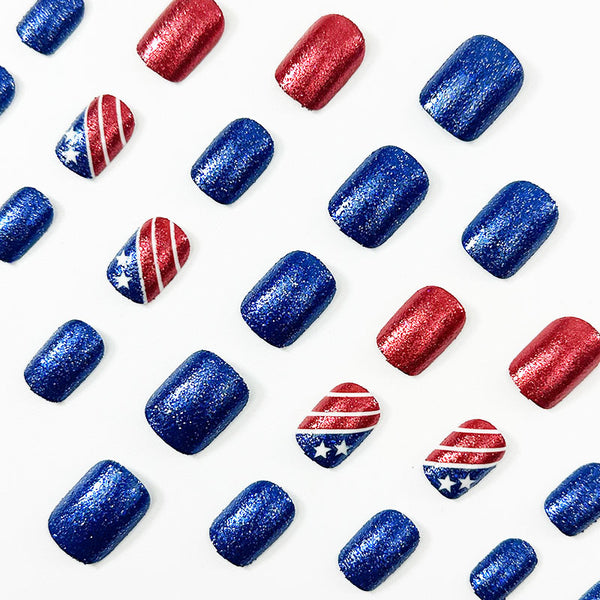 Square blue and red glitter
