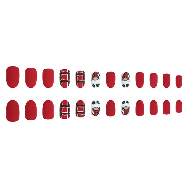 Red short oval check Santa Claus