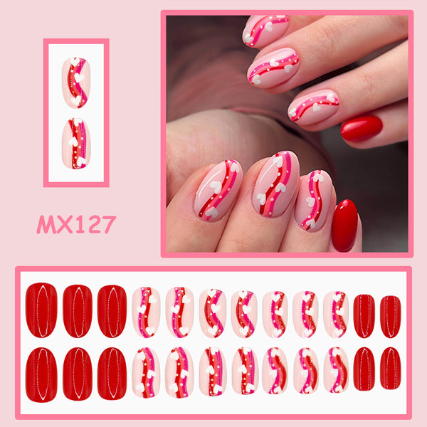 Striped heart red short round