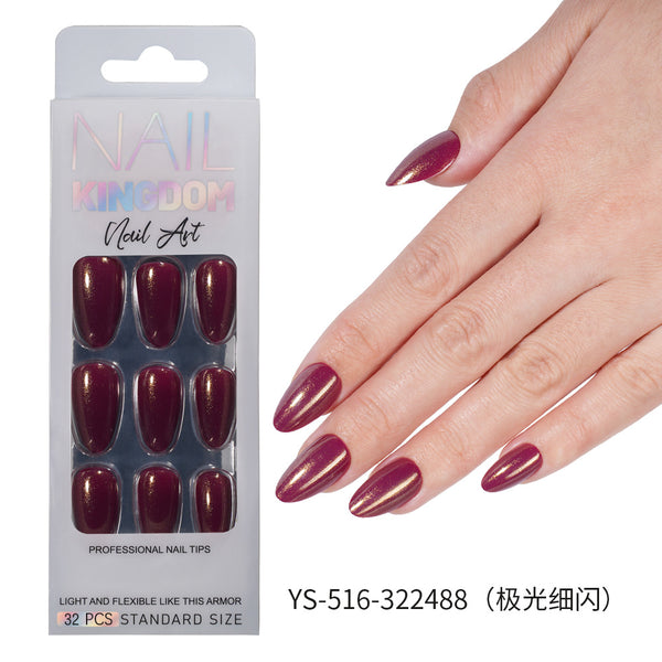 32 Pcs Aurora fine flash short almond manicure