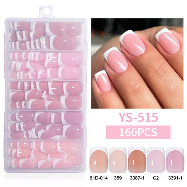 Five-color rectangular almond manicure 150 pieces