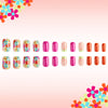 24 multicolored flower press ons