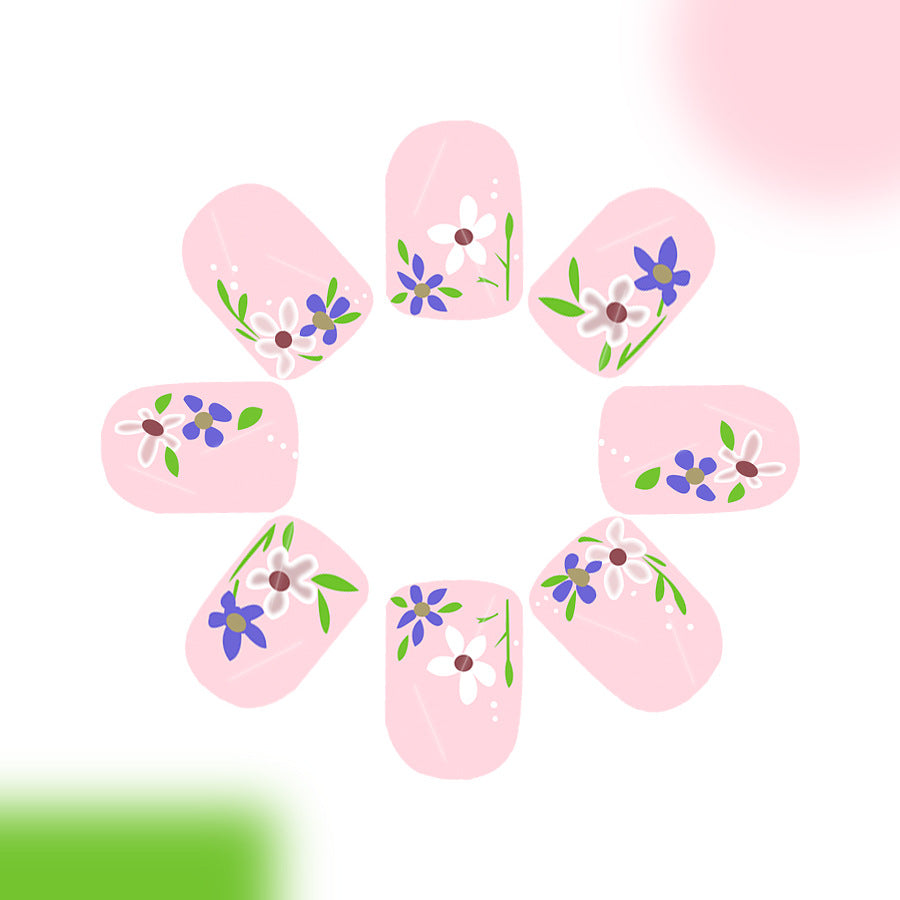Pink Sweet Flower Nail 24 Pieces