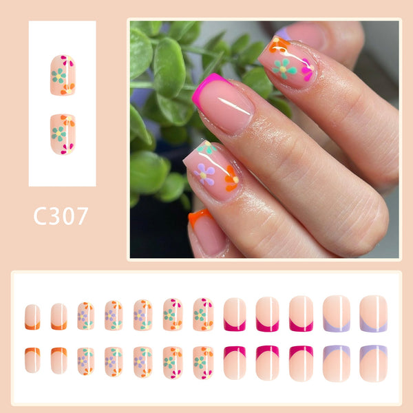 12 Sizes-24 Pcs Press On Nails C307