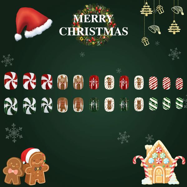 Gingerbread Man Snowflake Fake Nails