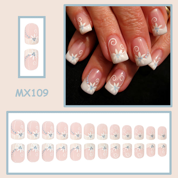 Square flower manicure