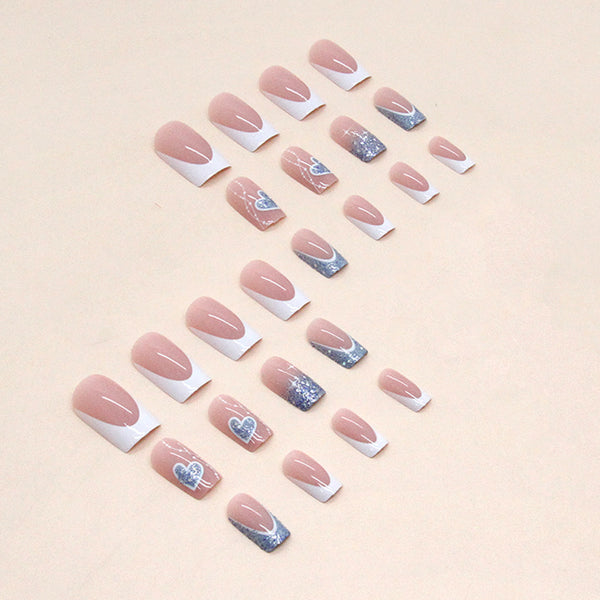 24pcs-set-press-on-nails W739 Love Glitter