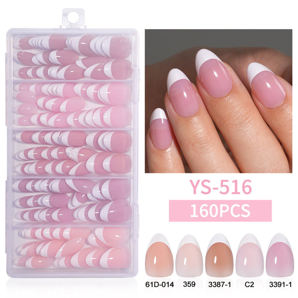 Five-color rectangular almond manicure 150 pieces