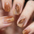 Golden Flower Feather Nail Art