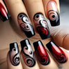 Ballet Nail Black and Red Mixed Flowers