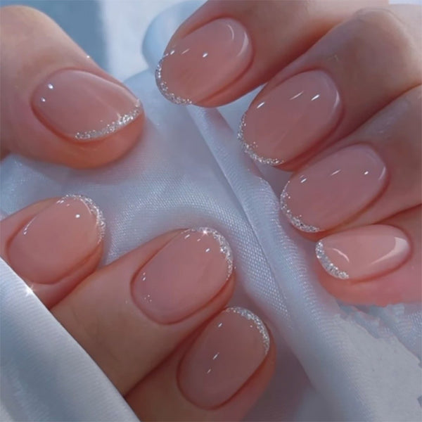Silver glitter French